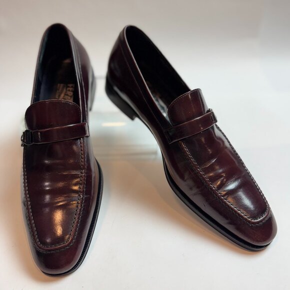 Ferragamo - Oxblood Leather Slip-On Loafers main image 15